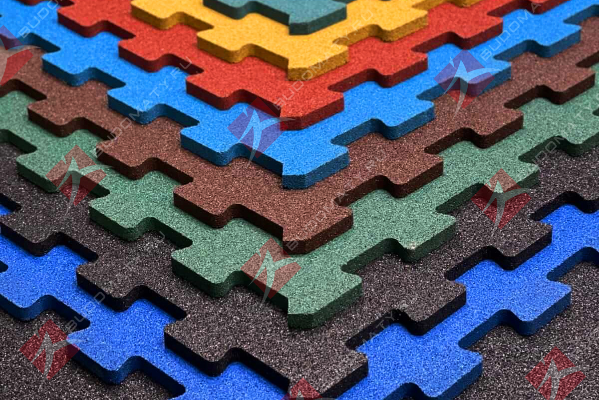 Резиновое покрытие Puzzle 1000×1000×10 мм. Доставка в Омск.